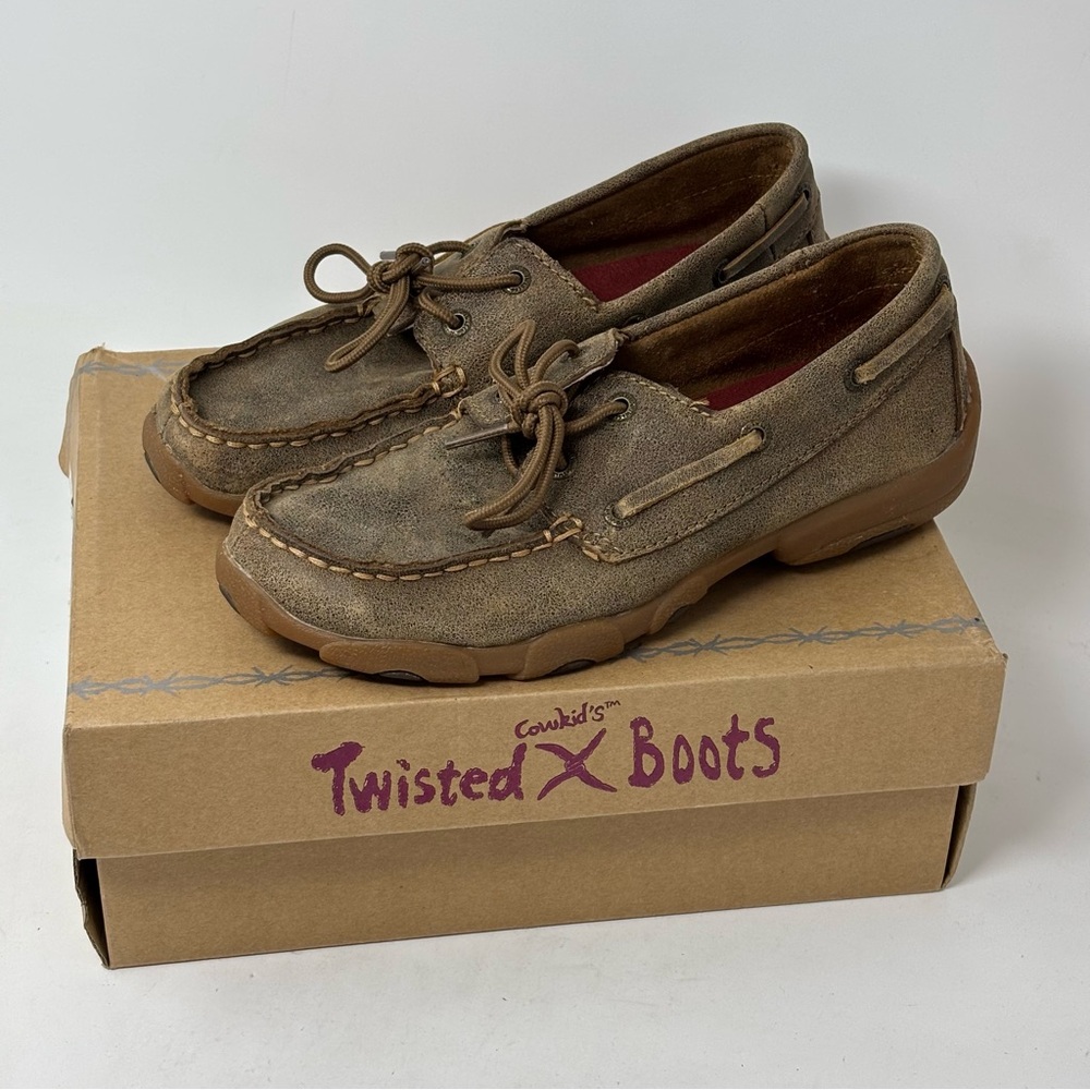 Twisted X Kid’s Driving Moc Shoes D Toe Brown Bomber Color Size 3.5
